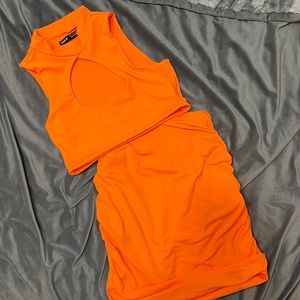 Neon Orange Skirt Set!